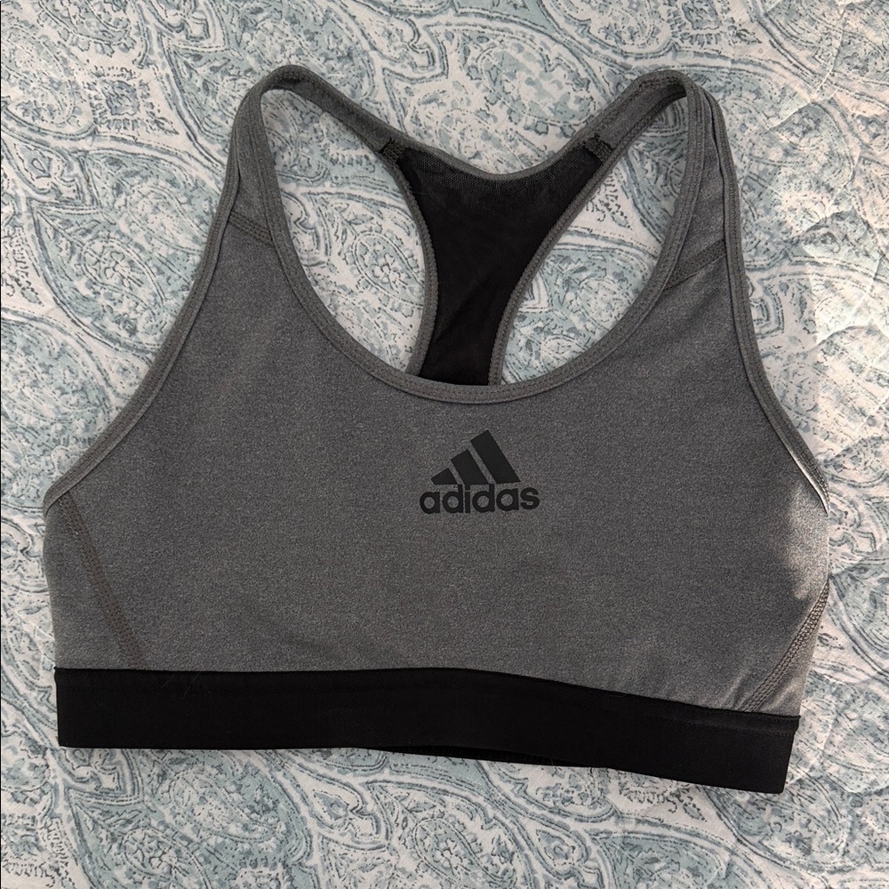 Adidas Women's Black and Gray Sports Bra